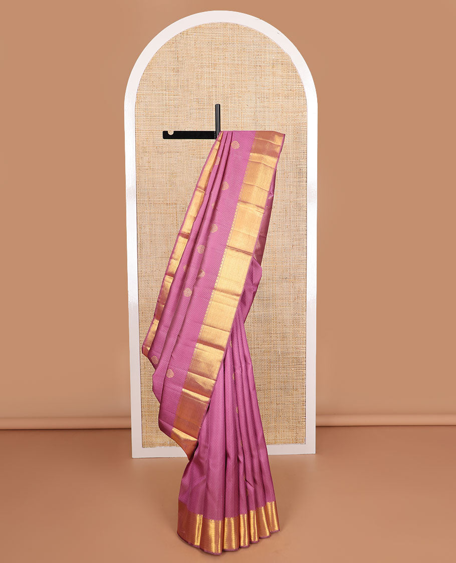 Pink leaf jaal design silk saree with self border of rekku, kathir design & floral design pallu