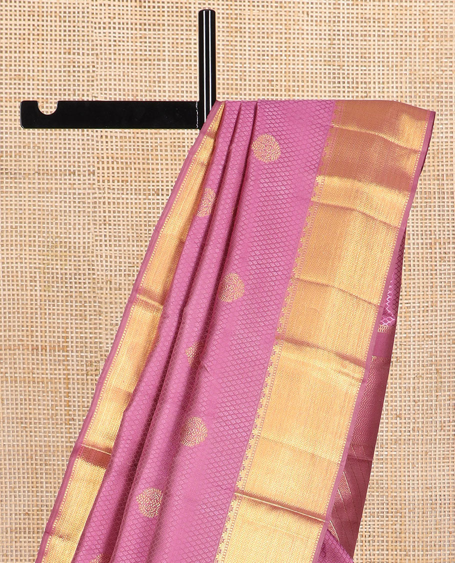 Pink leaf jaal design silk saree with self border of rekku, kathir design & floral design pallu