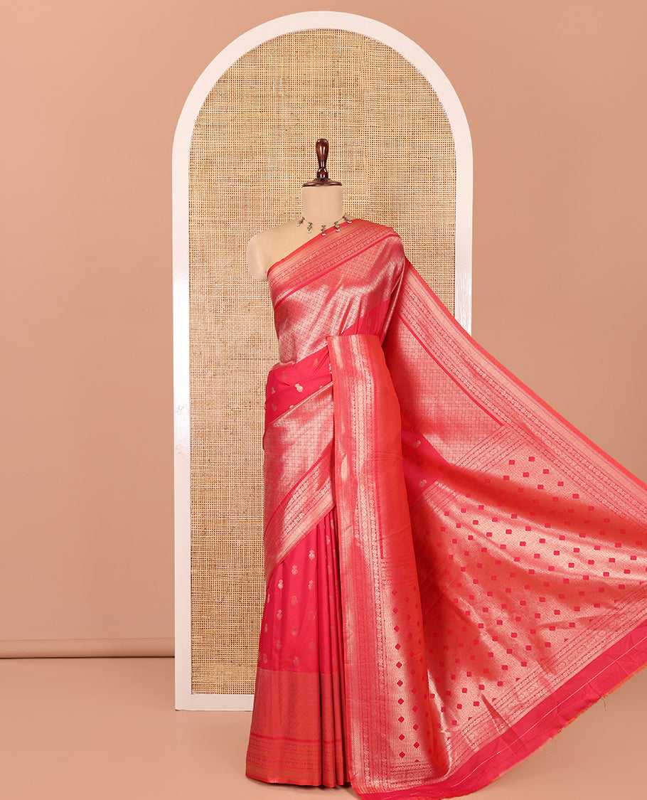 Rani Pink Elite Soft Silk Saree, Enriched with Jacquard, Buttas, Traditional Border, Grand Pallu and Matching Blouse