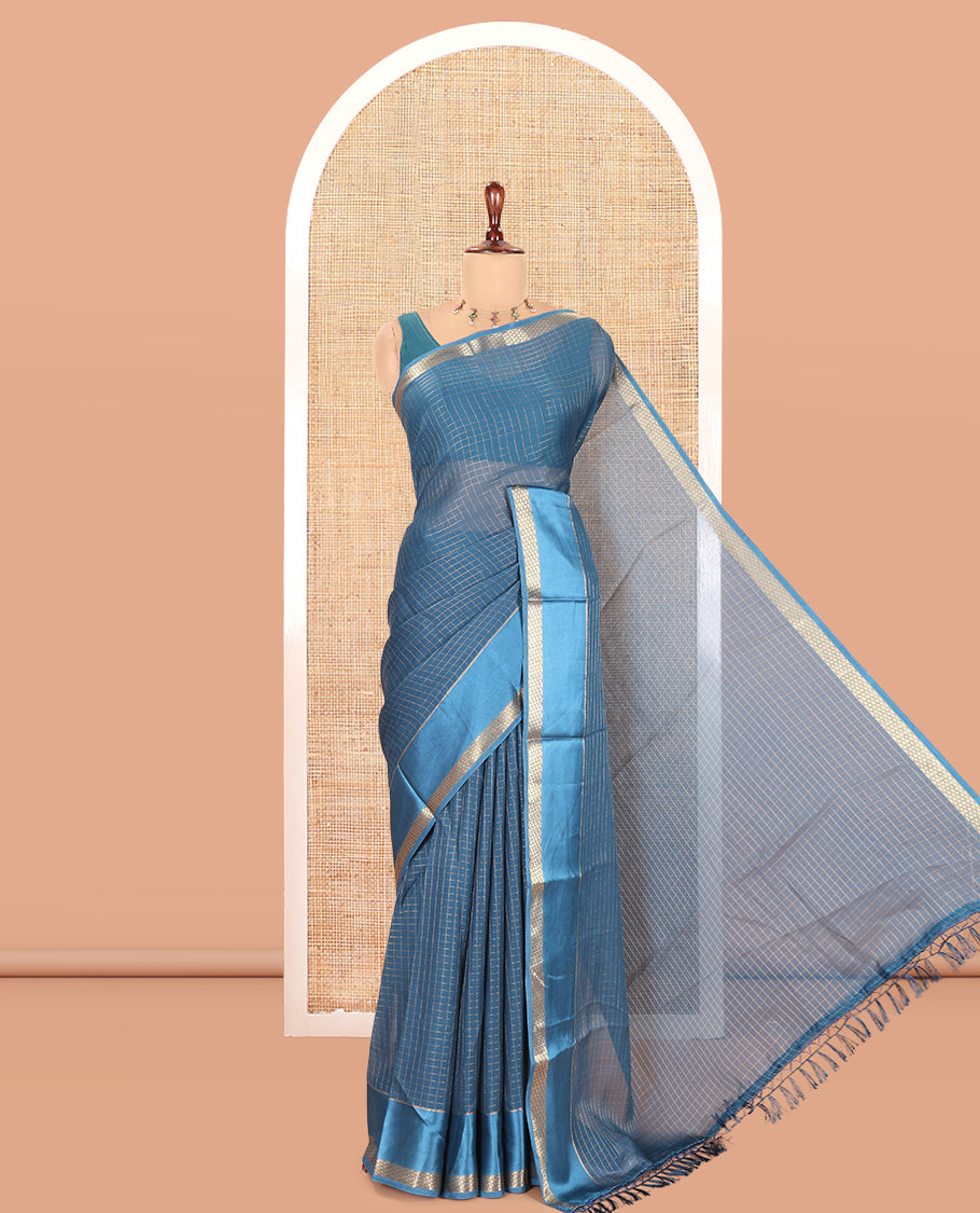 Blue Moss Chiffon Saree