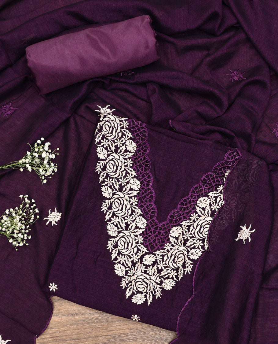 Dark Violet Material Chudidar Set