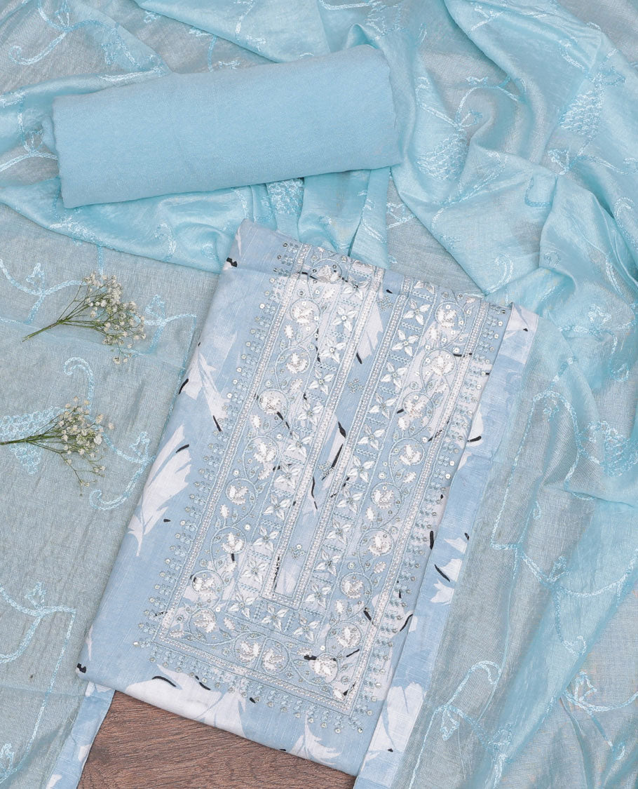 Blue Cotton Material Chudidar Set