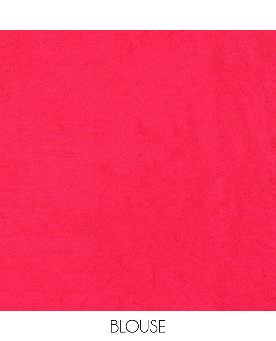Borderless Pink Bandhani Dola Silk Saree