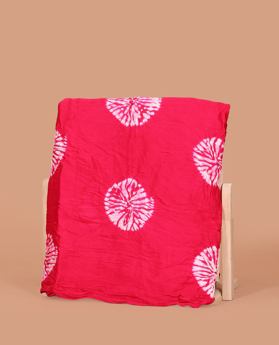 Borderless Pink Bandhani Dola Silk Saree