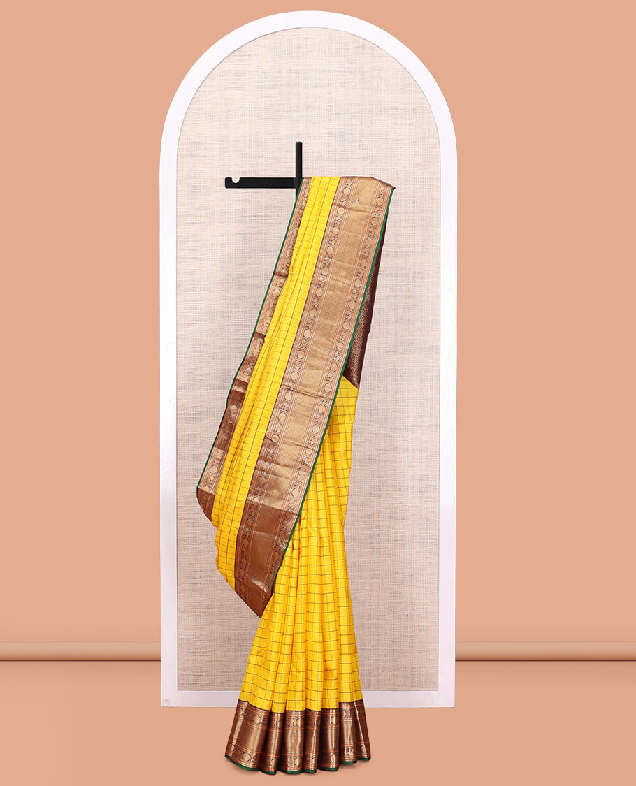 Yellow-Coffee Brown Vasundhara Silk Saree