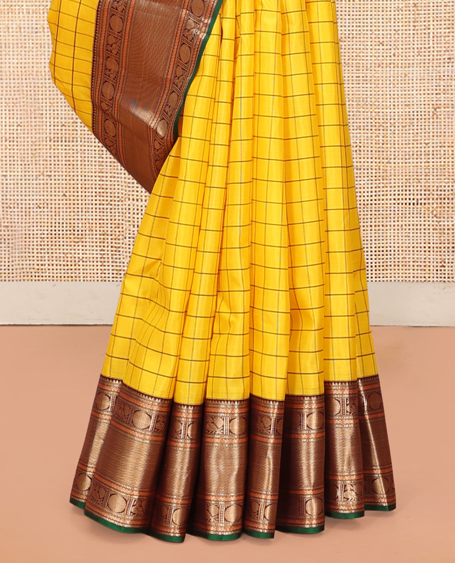 Yellow-Coffee Brown Vasundhara Silk Saree