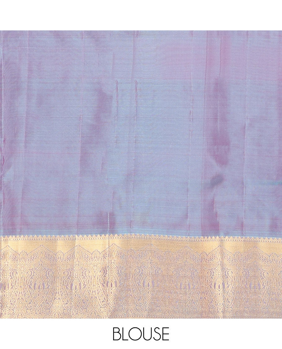 Pink leaf zari buttas vasundhara silk mix saree, contrast border of rekku,muthu & manga design & zari-rich jaal design pallu