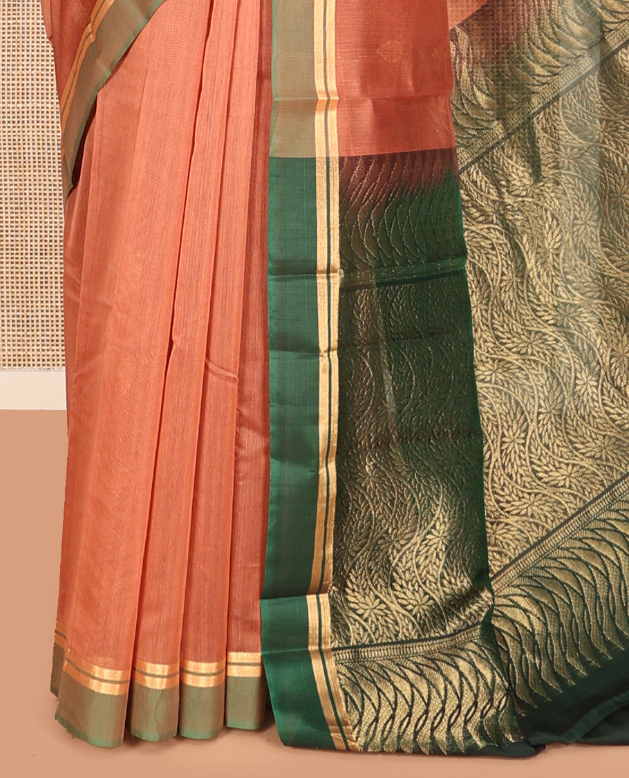 Dark Peach Silk Cotton Saree