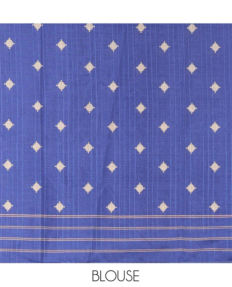 Purple Katan Silk Saree, Mesmerized with Vaira-Oosai-Style Stripes on Its Body, Complemented by a Contrast-Checked Border, Pallu of Jaal Designs, and Paired with a Contrast Blouse