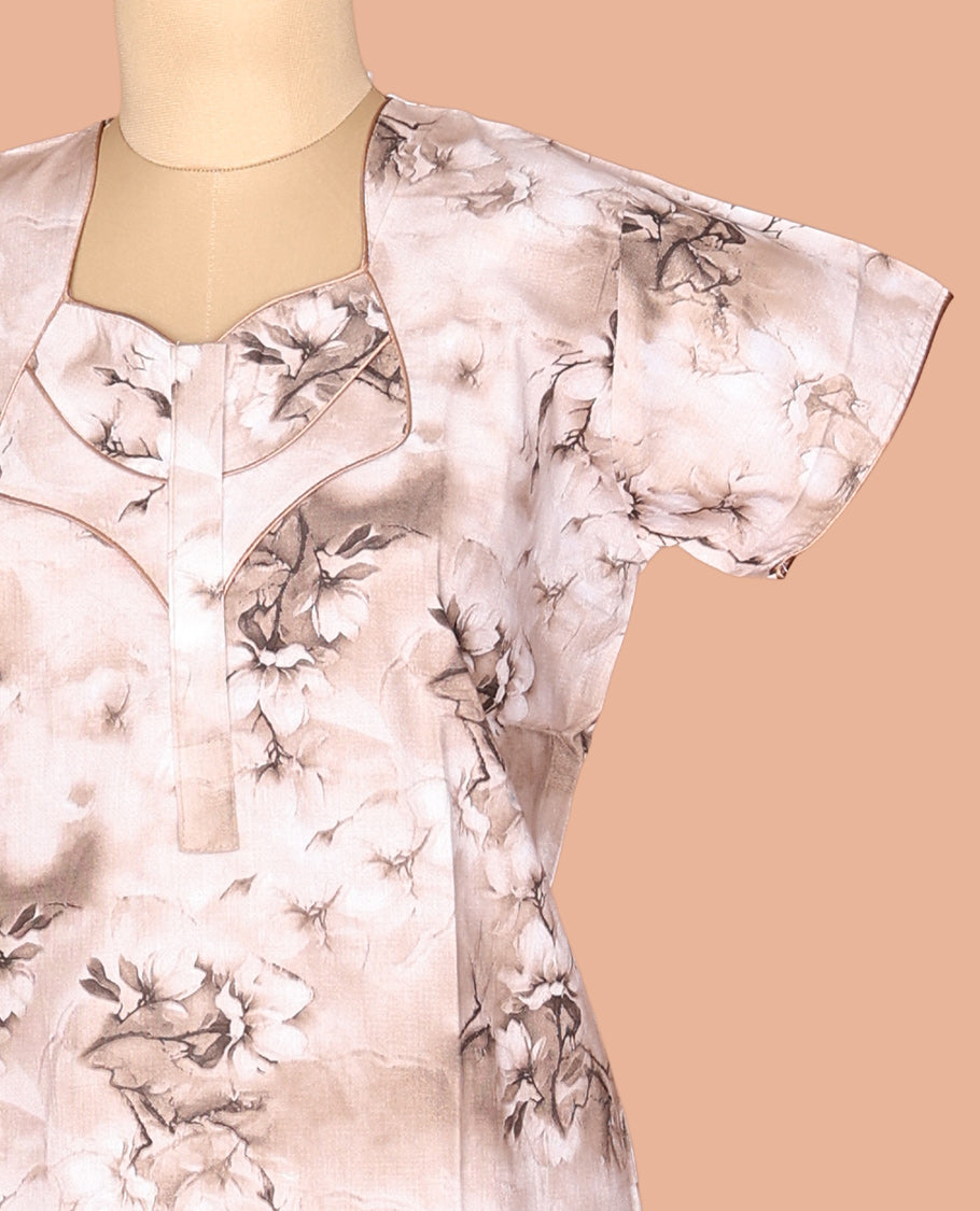 Pale Brown Cotton-Blended Nighty