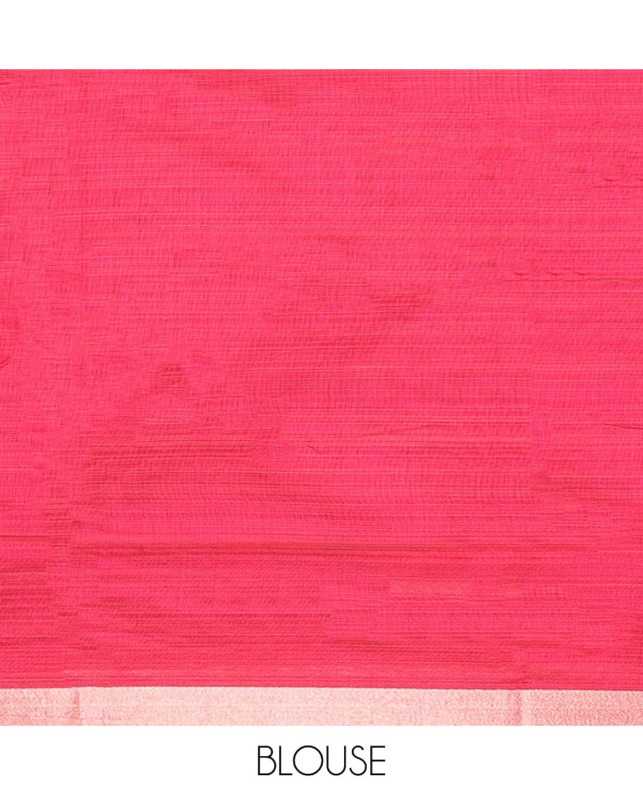 Indigo Blue Semi-Silk Cotton Saree, Adorned with Warli Print, a Tissue Border, Contrast Warli Printed Pallu, and a Contrast Blouse