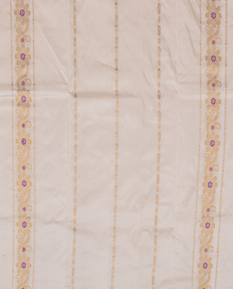 Cream Pure Silk Pavadai Material Set