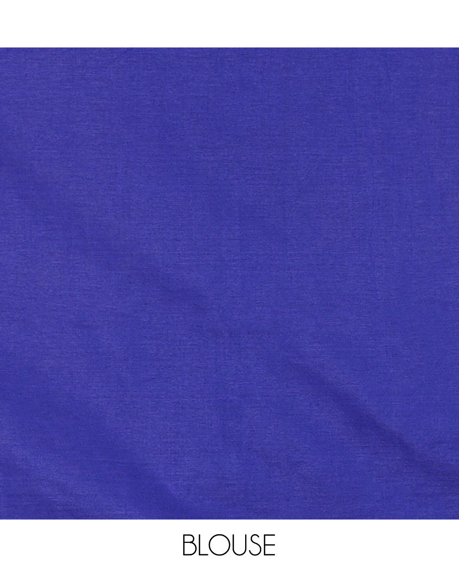 Borderless Royal Blue Plain Khadi Cotton Saree, a Self-Pallu with Tassels, and a Matching Blouse
