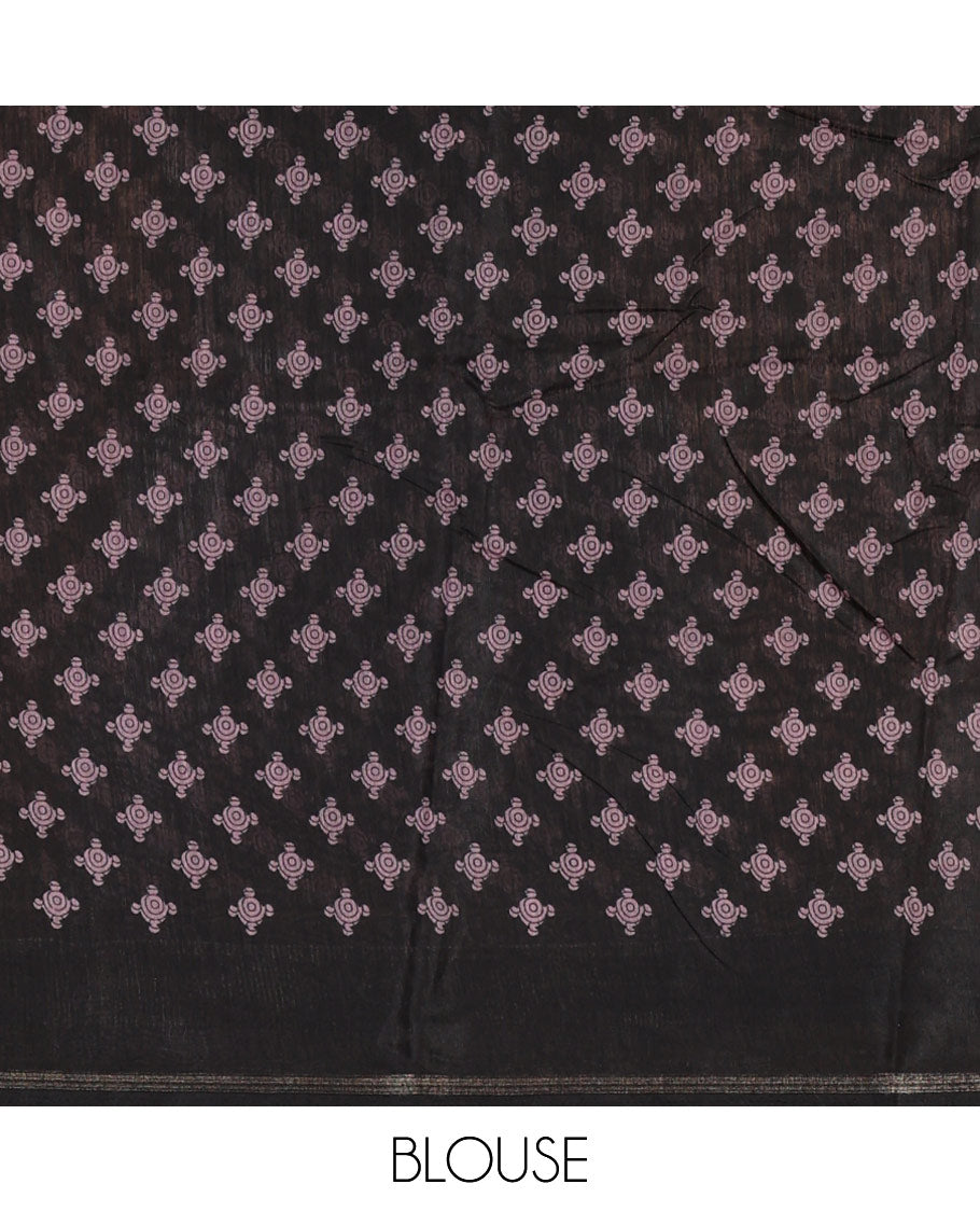 Lavender kalamkari-style flora-fauna printed mercerised cotton saree, contrast temple zari border, kalamkari peacock printed pallu & contrast printed blouse