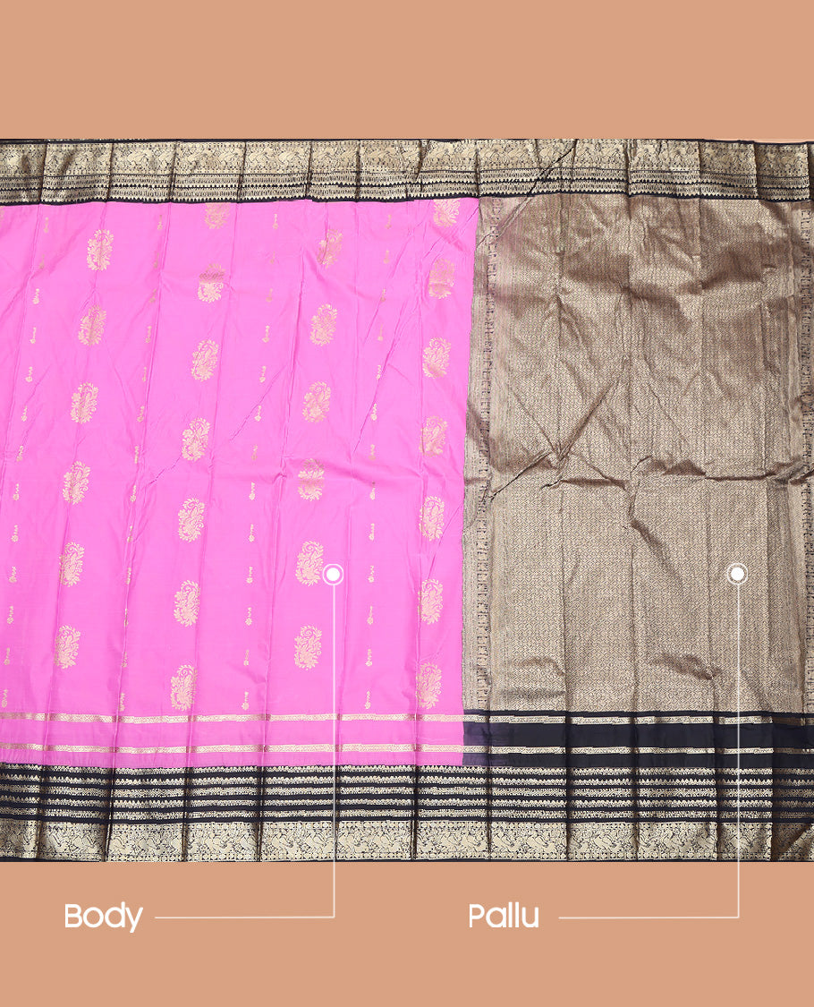 Pink Zari Butta Budget Silk Saree