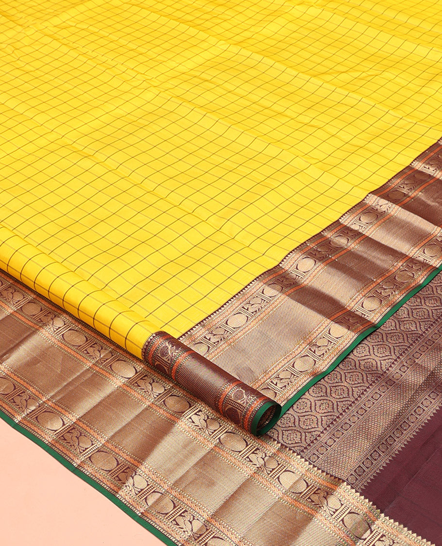 Yellow-Coffee Brown Vasundhara Silk Saree