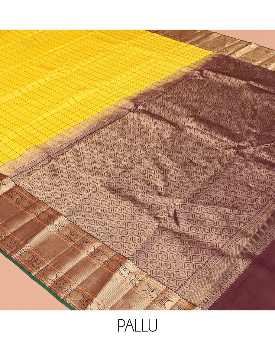 Yellow-Coffee Brown Vasundhara Silk Saree