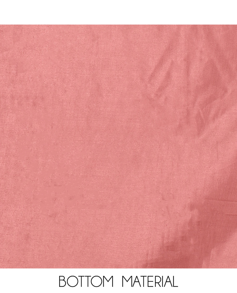 Cream-Pink Banarasi Tissue Chanderi Material Chudidar, Buttas Top, Contrast Bottom, Floral Print Dupatta