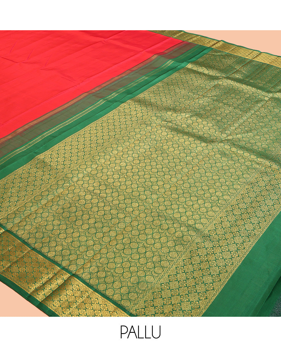 Red Plain Kanchipuram Silk Saree