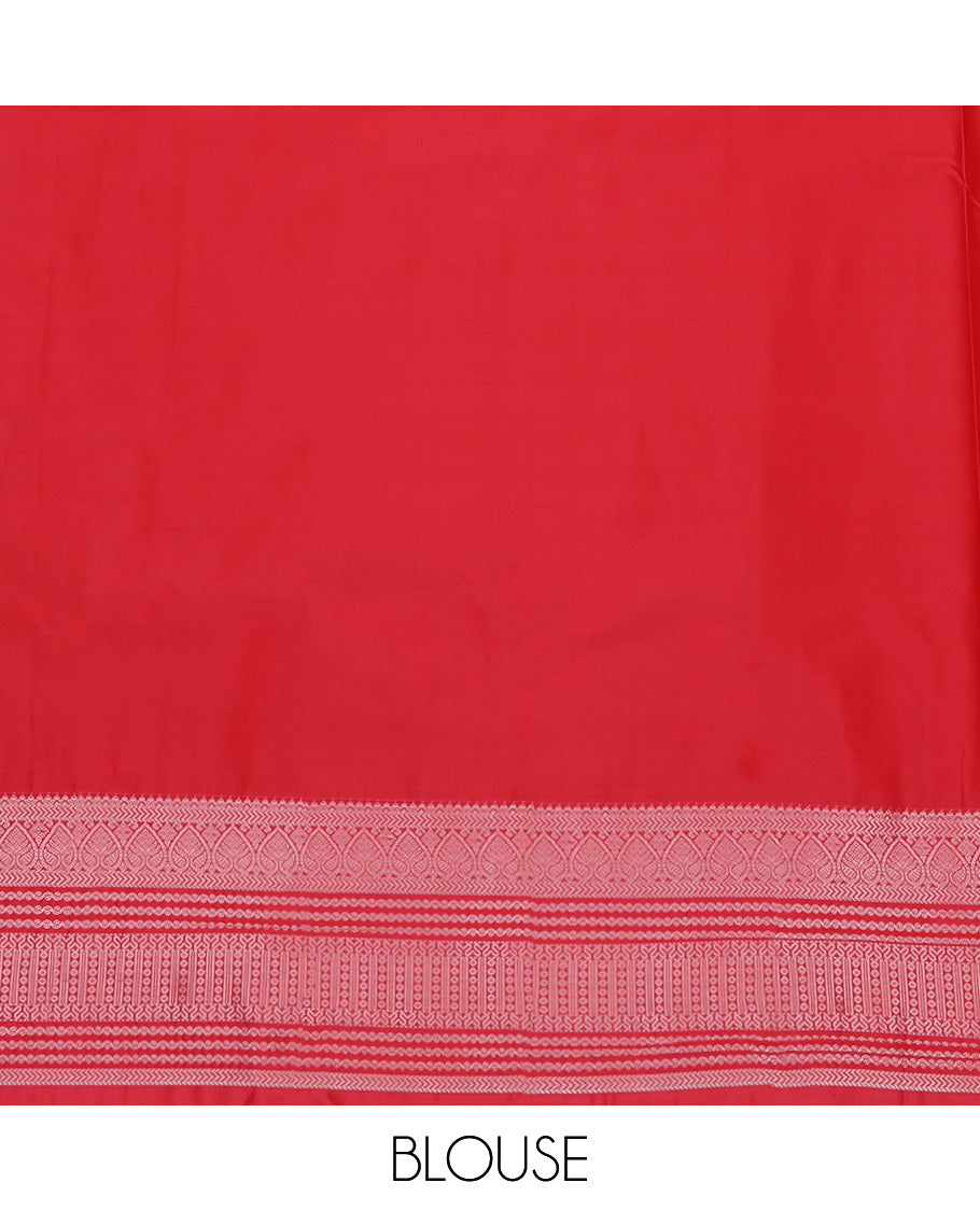 Light Burgundy Budget Silk Saree, Beautified with Zari Buttas and Stripes All Over Its Body, Complemented by Contrast Traditional Zari Designs Woven, Grand Jaal Pallu and Paired with a Contrast Blouse