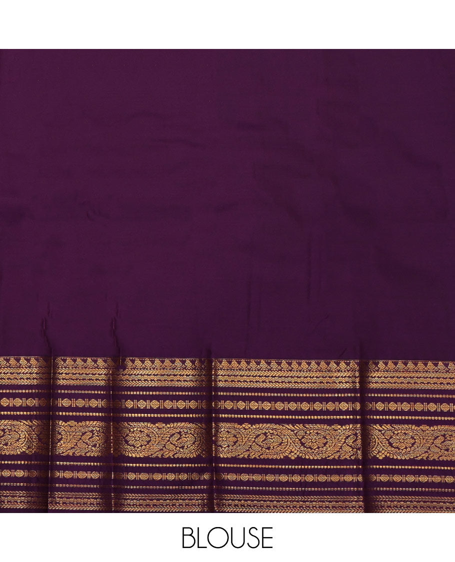 Yellow Budget Silk Saree, Sparsely Woven with Zari Buttas All Over Its Body, Complemented by a Contrast Traditional Zari Design Border, Grand Diagonally Striped Pallu, and Paired with a Contrast Blouse