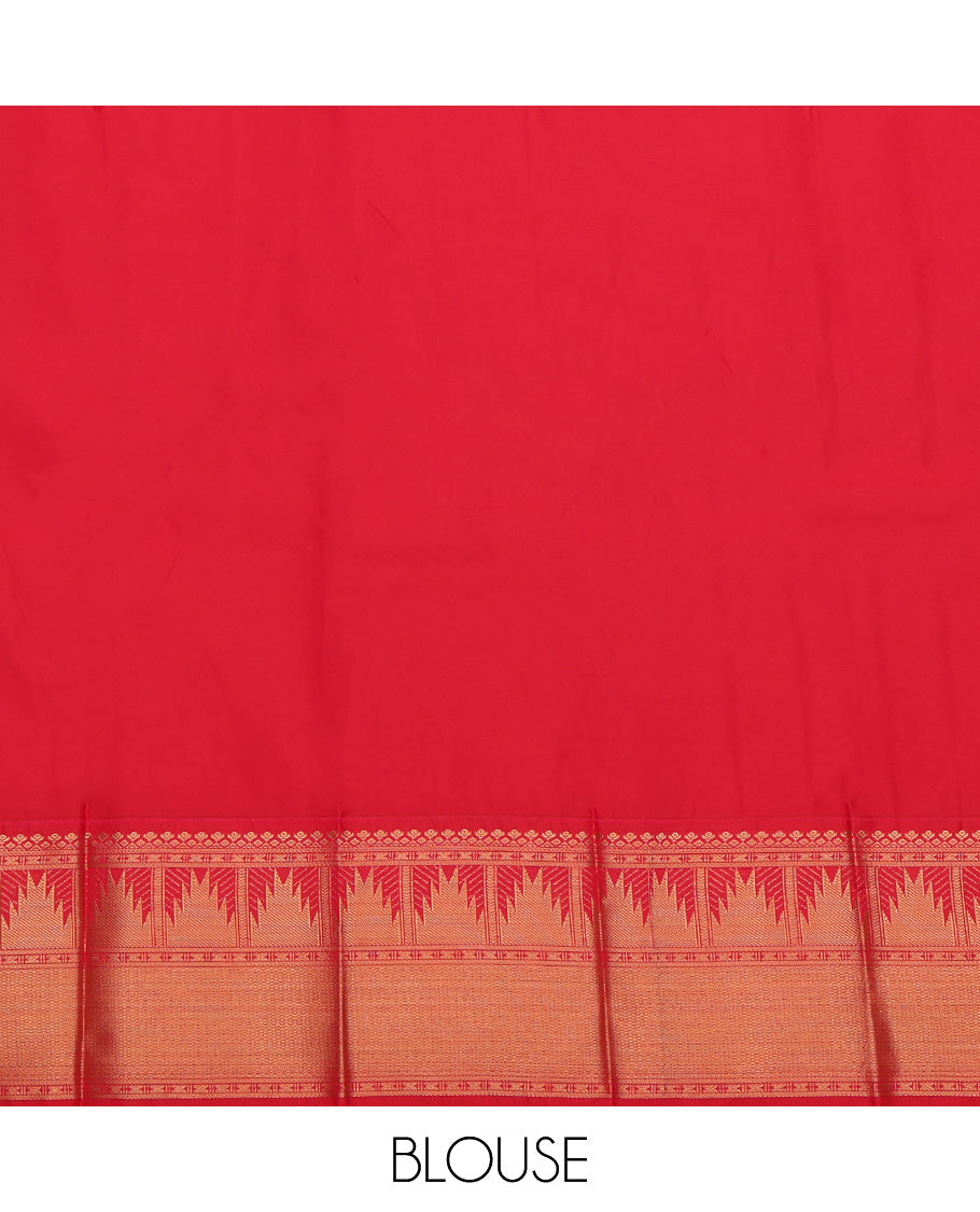 Yellow Budget Silk Saree, Sparsely Sparkled with Zari Buttas, a Contrast Traditional Zari Border, Grand Pallu, and a Contrast Blouse