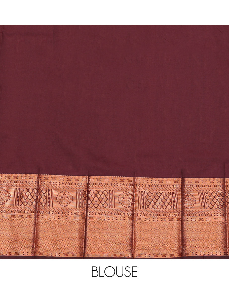 Parrot Green Budget Silk Saree, Woven with Zari Buttas on Its Body, Complemented by a Contrast Traditional Zari Design Border, Pallu Steeped with Floral Designs, and Paired with a Contrast Blouse