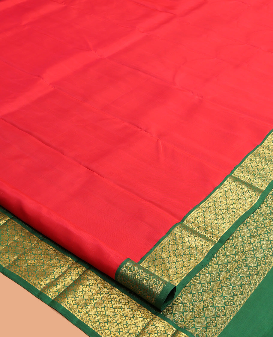 Red Plain Kanchipuram Silk Saree