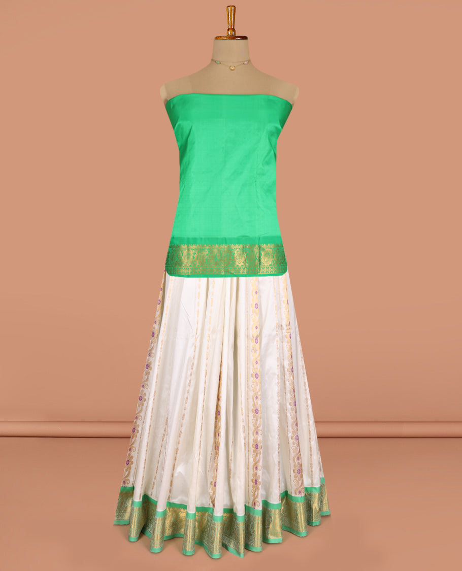 Cream Pure Silk Pavadai Material Set