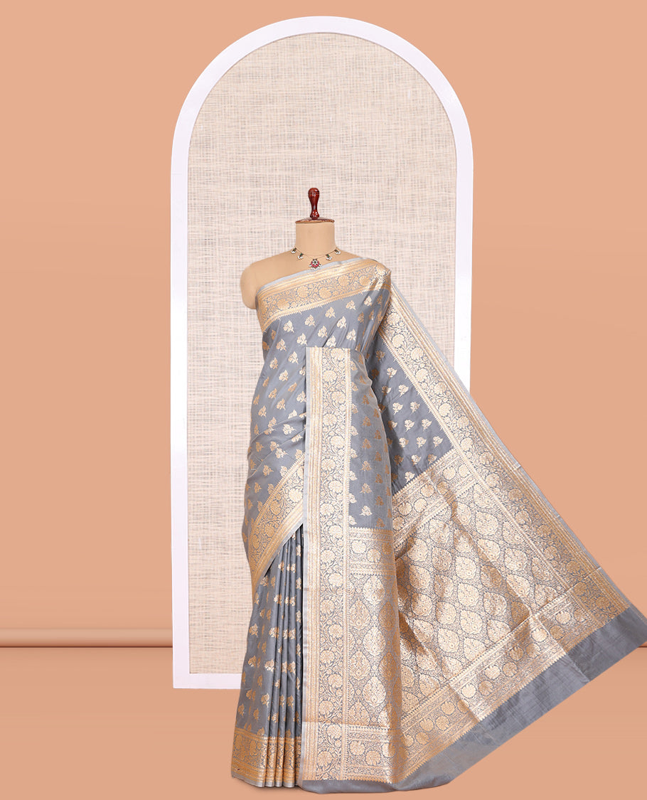 Grey Banaras Nylon Saree