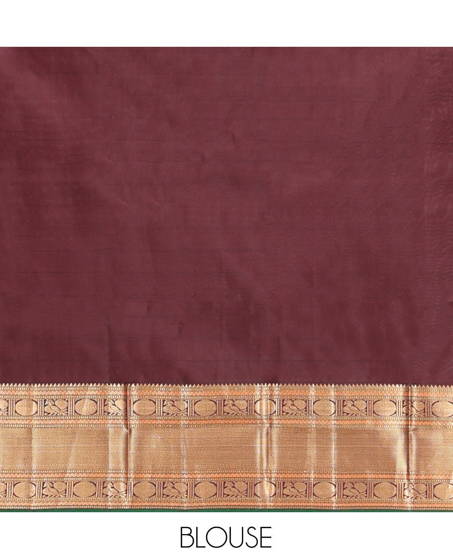 Yellow-Coffee Brown Vasundhara Silk Saree