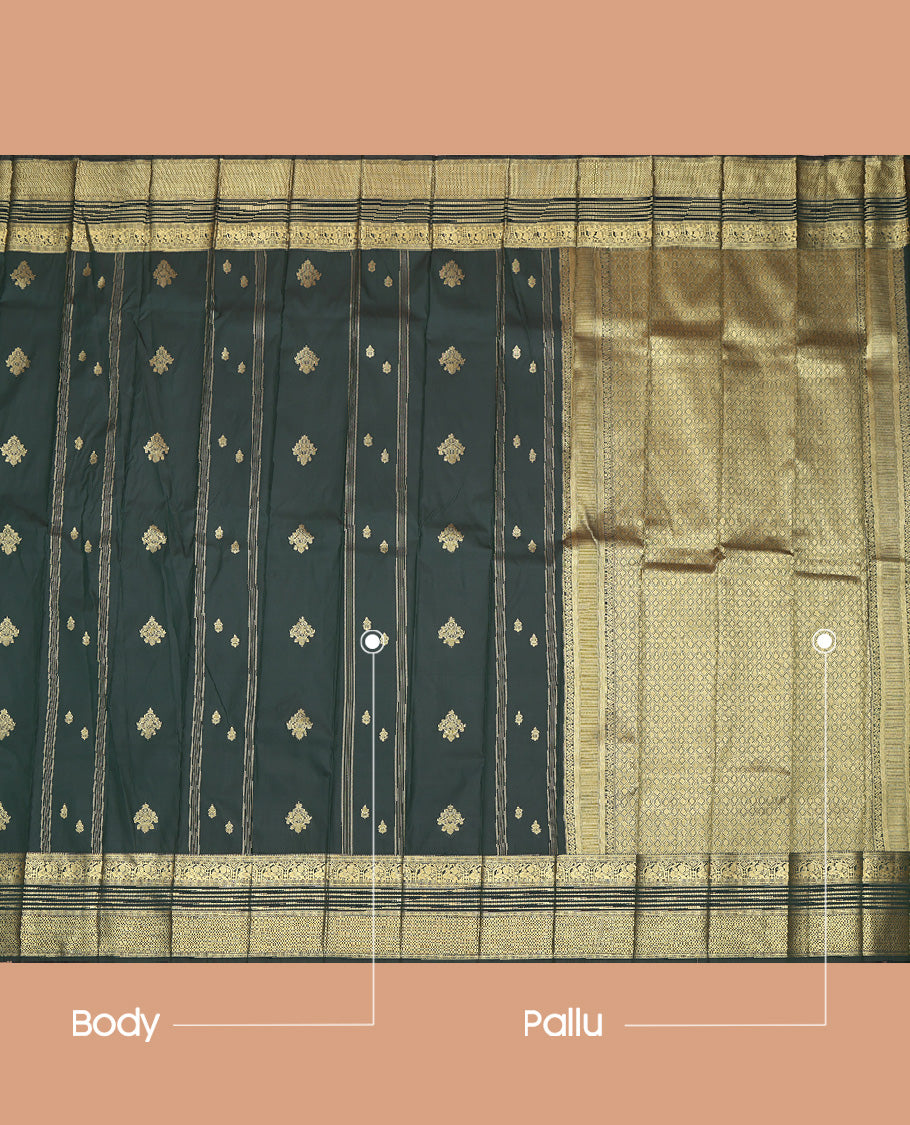 Green Traditional Zari Buttas Budget Silk Saree