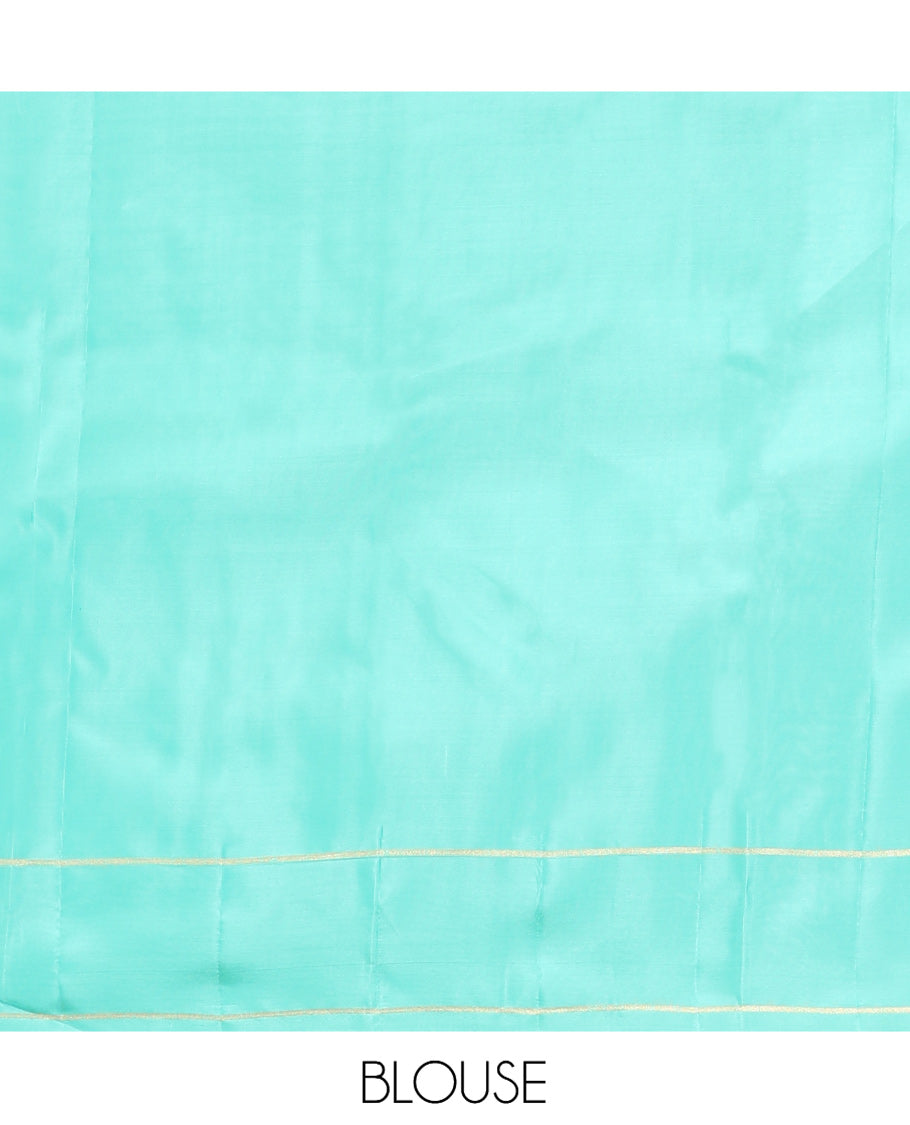 Blue Vasundhara Lite Silk Mix Saree, Bedecked with Zari Buttas, a Bodi Border, Pallu of Seppu Rekku, and a Matching Blouse