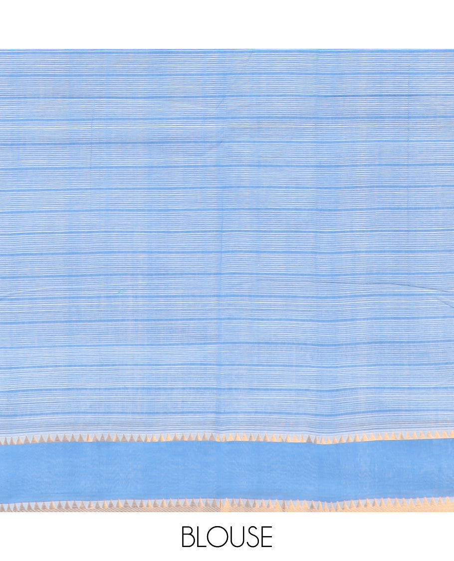 White checked mangalagiri cotton saree contrast striped, temple border & checked pallu