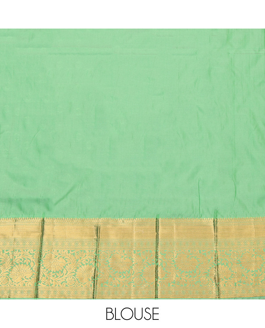 Brown Budget Silk Saree, Mesmerized with Zari Buttas and Stripes, Complemented by a Contrast Traditional Border, Grand Pallu, and a Contrast Blouse