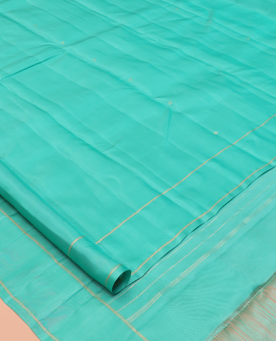Blue Vasundhara Lite Silk Mix Saree, Bedecked with Zari Buttas, a Bodi Border, Pallu of Seppu Rekku, and a Matching Blouse