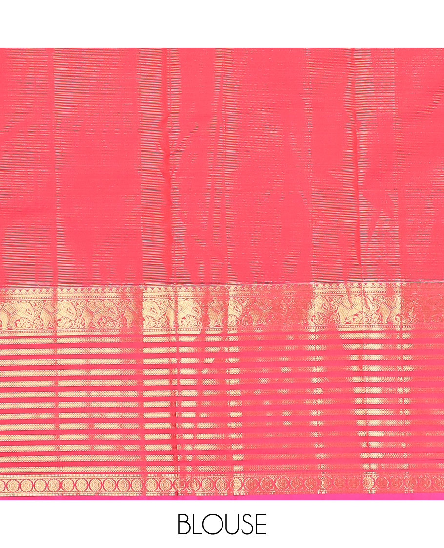Blue zari buttas vasundhara silk mix saree, contrast jaal pallu & border of muthu, banaras, kathir & yaanai designs