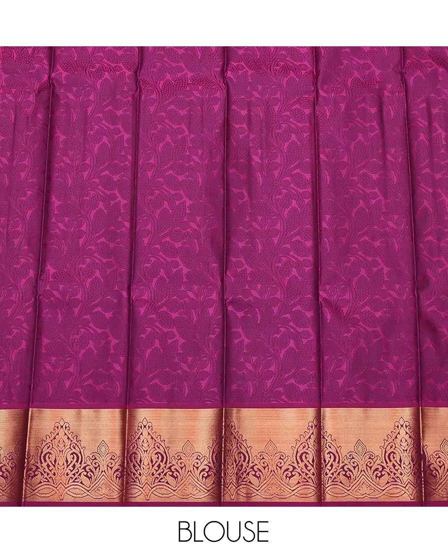 Pink Budget Silk Saree, Richly Detailed with Jacquard Design, Complemented by a Contrast Zari Border, Grand Pallu, and a Contrast Blouse