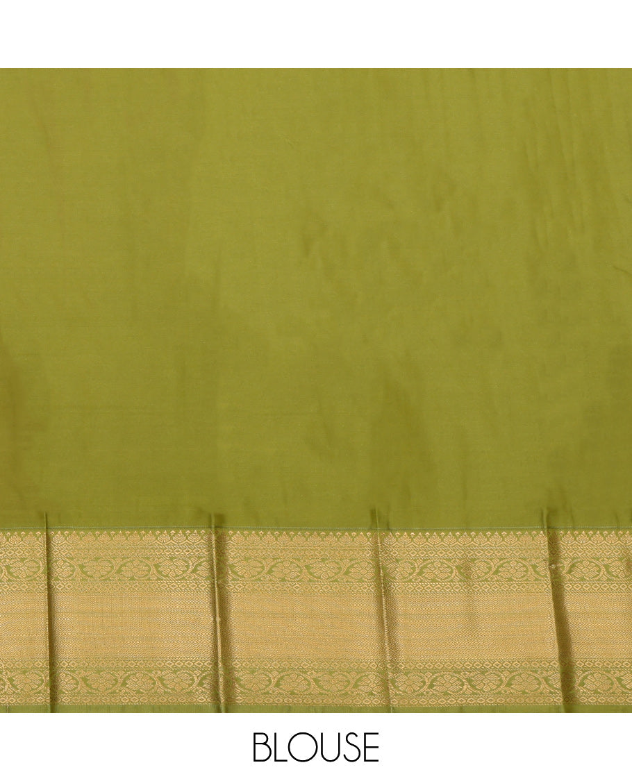 Orange Budget Silk Saree, Richly Detailed with Zari Buttas, a Contrast Traditional Zari Border, Intricate Pallu, and a Contrast Blouse