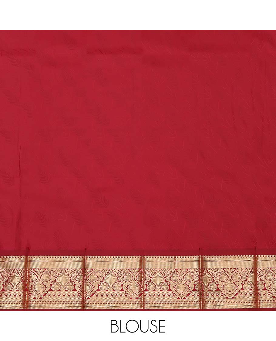Green Budget Silk Saree, Accentuated with Floral Vine Design, Complemented by Contrast Traditional Zari Border, a Jaal Pallu and a Contrast Blouse