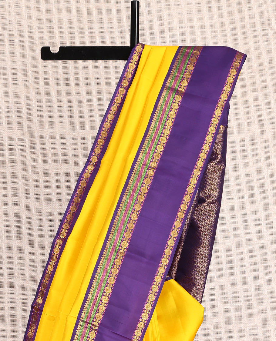 Yellow Plain Kanchipuram Silk Saree