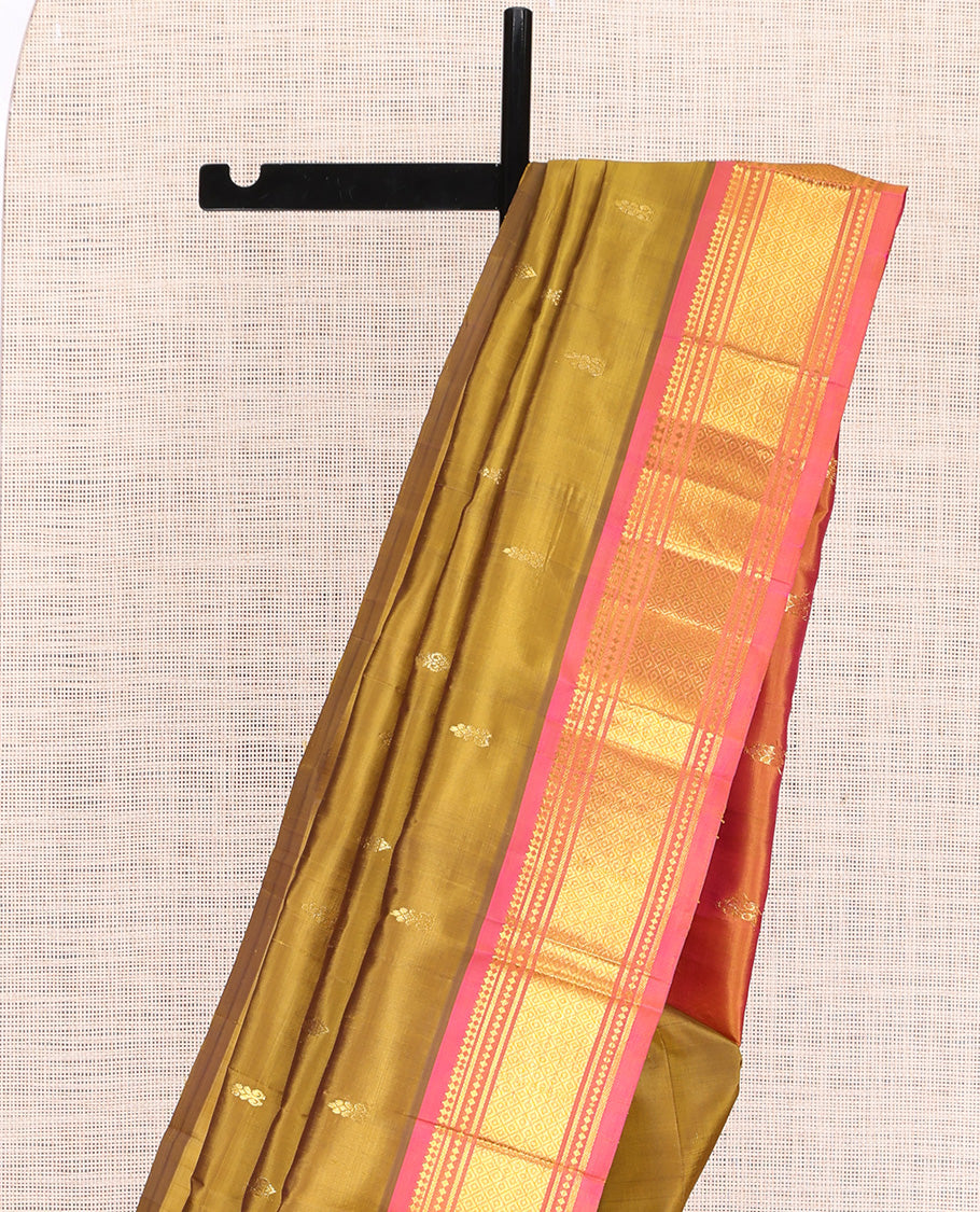 Mustard Zari Butta Kanchipuram Silk Saree