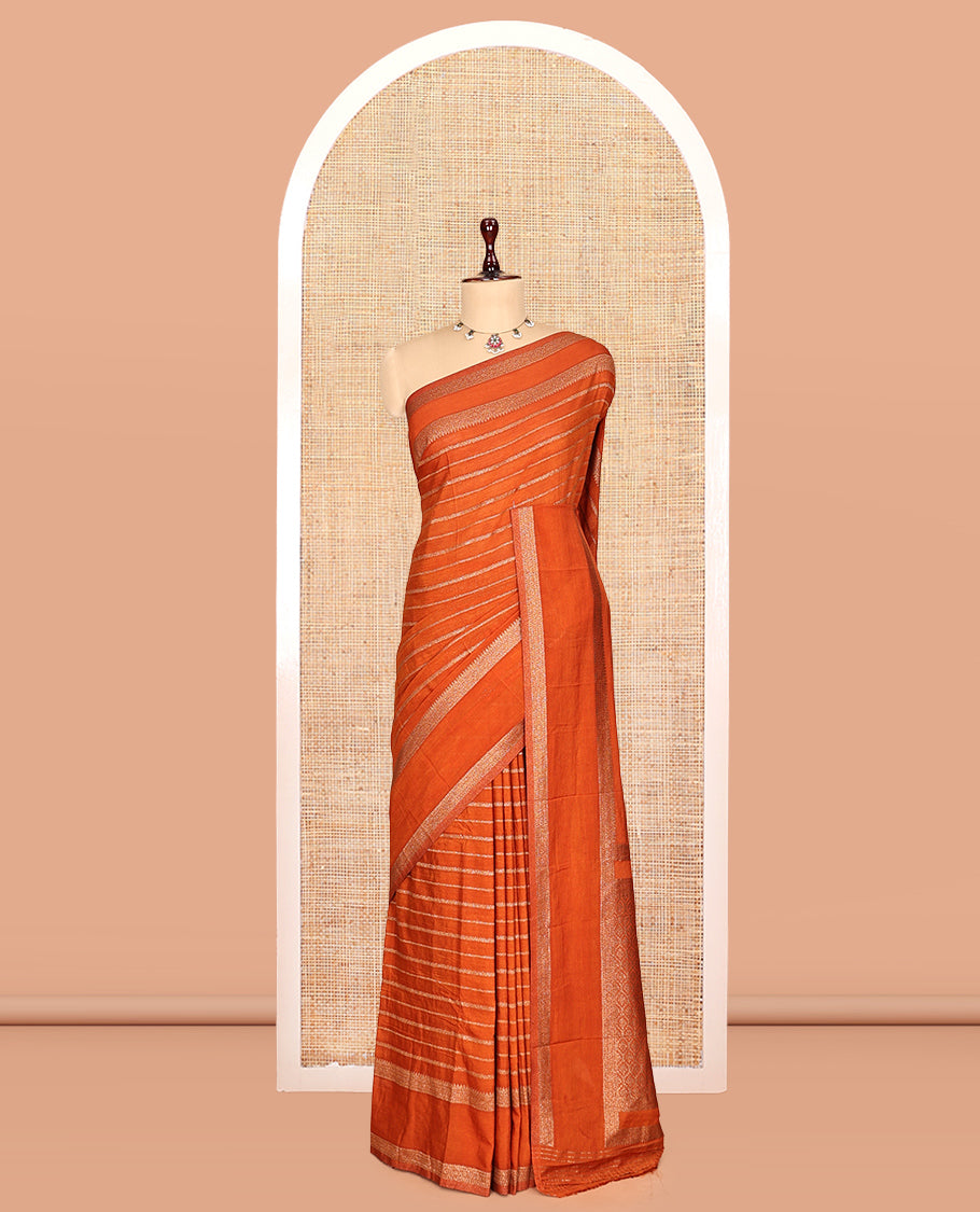 Orange Fancy Crepe Saree