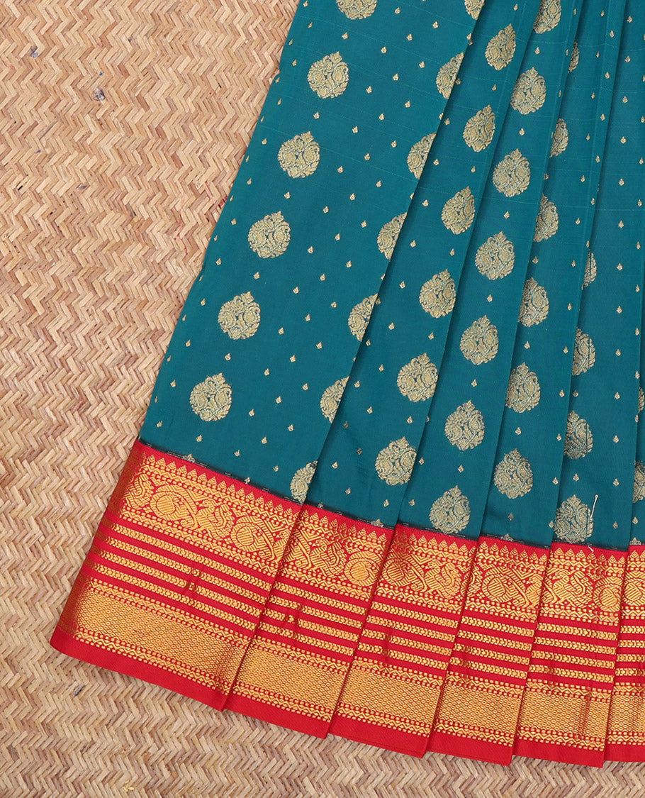 Blue Budget Silk Saree, Finely Crafted with Zari Buttas, a Contrast Traditional Zari Border, Grand Pallu, and a Contrast Blouse