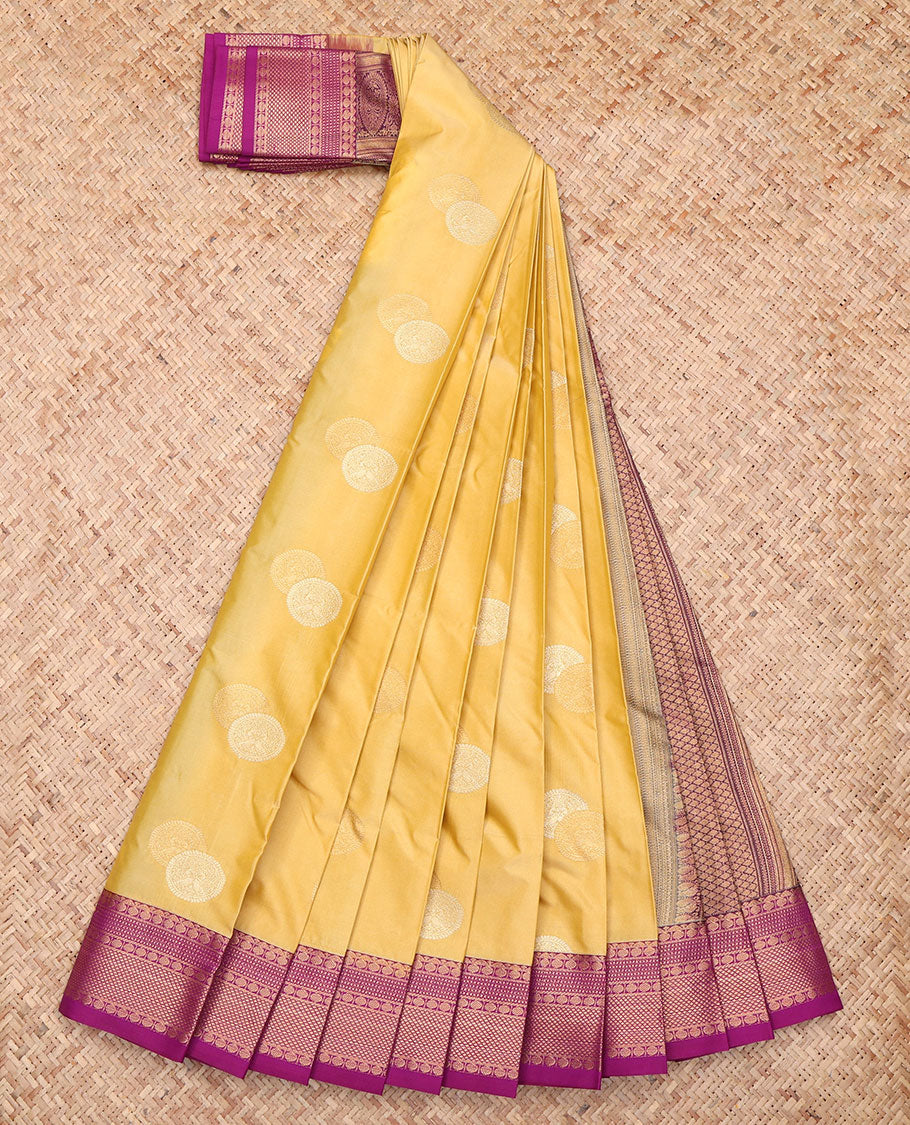 Yellow Woven Zari Butta Budget Silk Saree