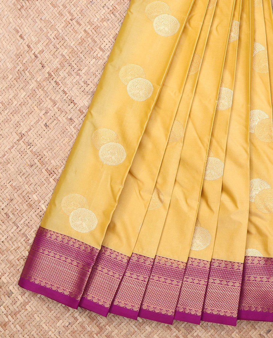 Yellow Woven Zari Butta Budget Silk Saree