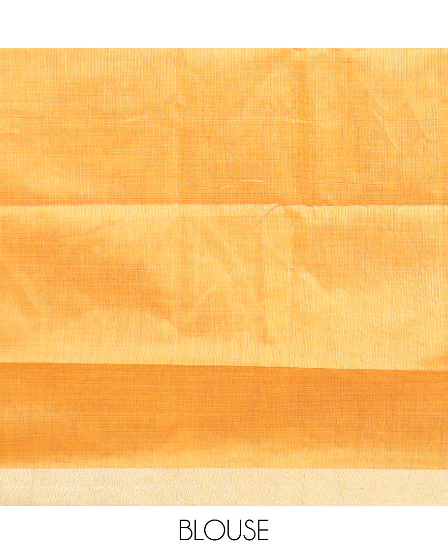 Blue hand brush painting style floral printed chirala cotton saree, plain border, and contrast floral printed pallu