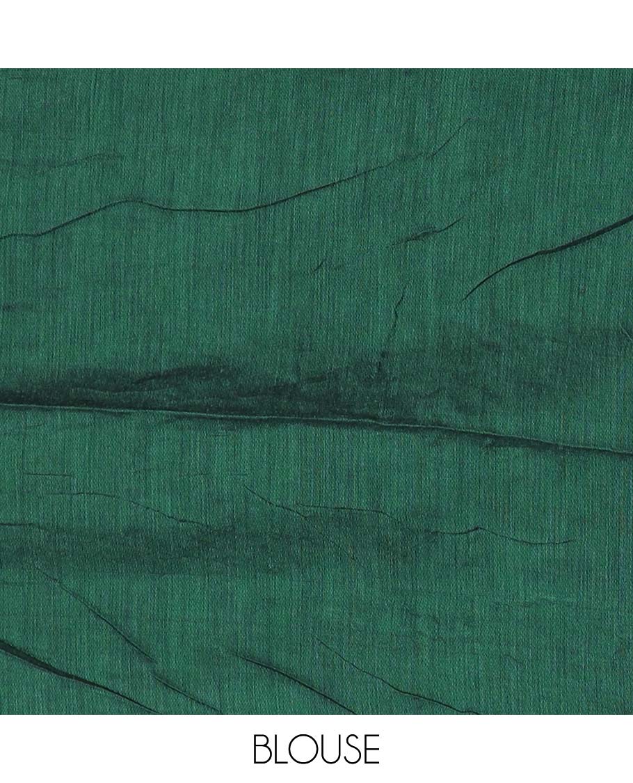 Green Khadi Cotton Saree Artfully Detailed with Colorful Butterfly Embroidery, Pallu Beautifully Decked Up with Butterfly Embroidery, and Paired with a Matching Blouse