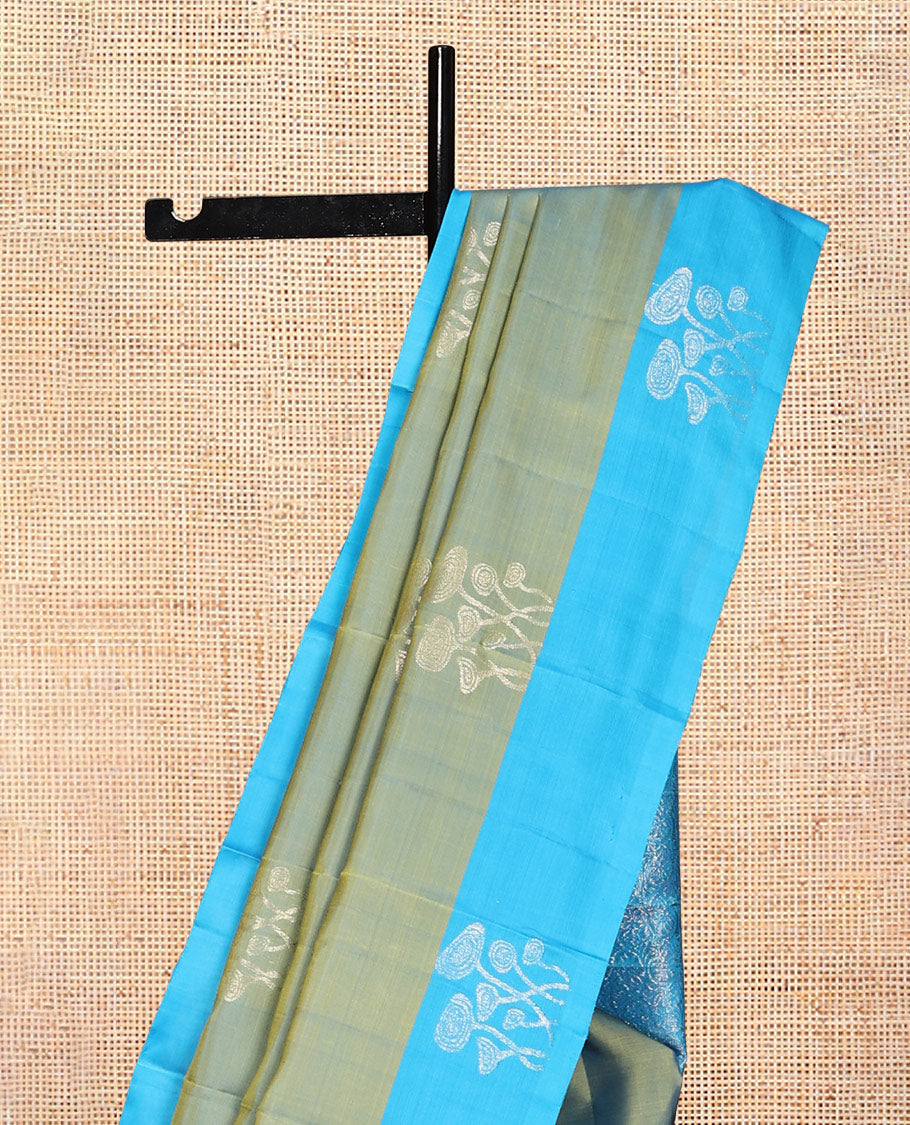 Blue-Green Mayuri Lite Silk Mix Saree