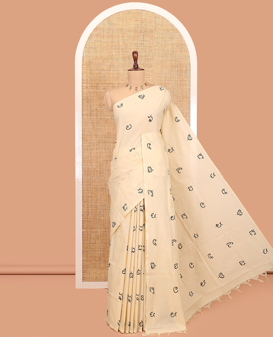 Cream Kanada Letter South Cotton Saree